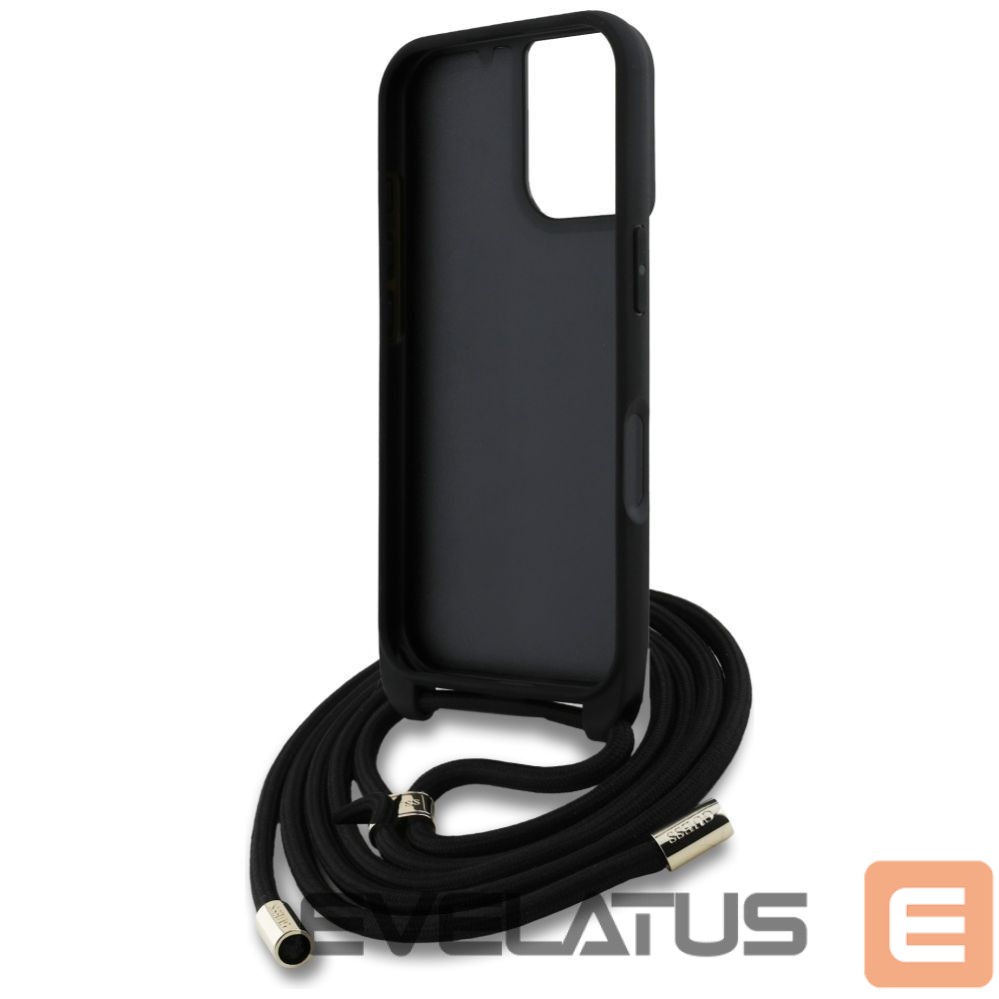 Citas preces Guess Guess 4G Big Logo Cord Stap Crossbody Case for iPhone 16 Black