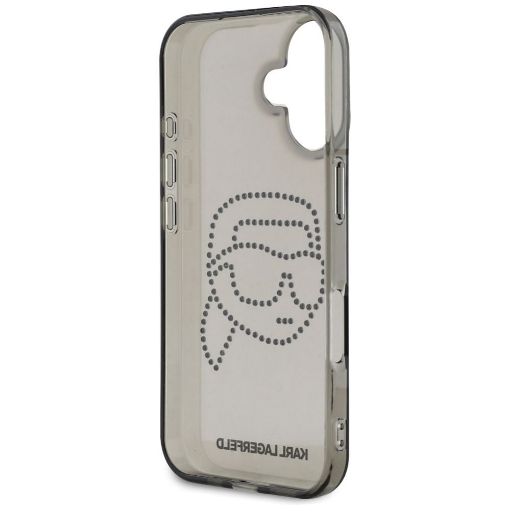 Citas preces Karl Lagerfeld Karl Lagerfeld IML Rhinestones Karl Head Case for iPhone 16 Black