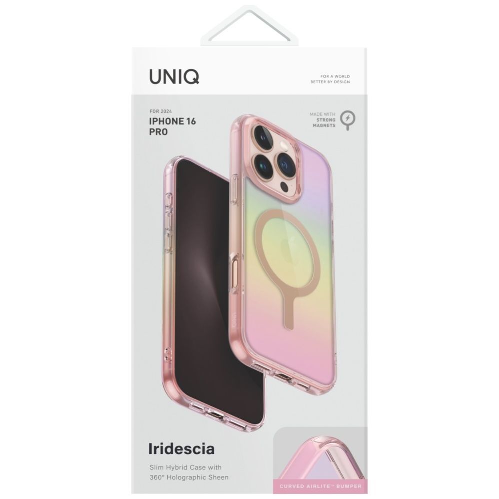 Citas preces UNIQ Uniq Iridescia Magclick Charging Case for iPhone 16 Pro - Pink
