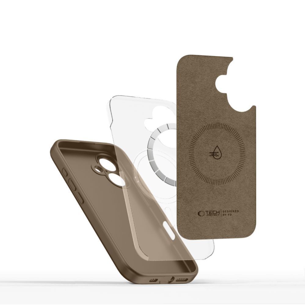 Citas preces Tech-Protect Tech-Protect Liquid Silicone MagSafe iPhone 16e Case - Brown