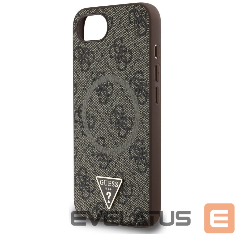 Citas preces Guess Guess 4G Ring Triangle Logo MagSafe iPhone 16e Case - Brown