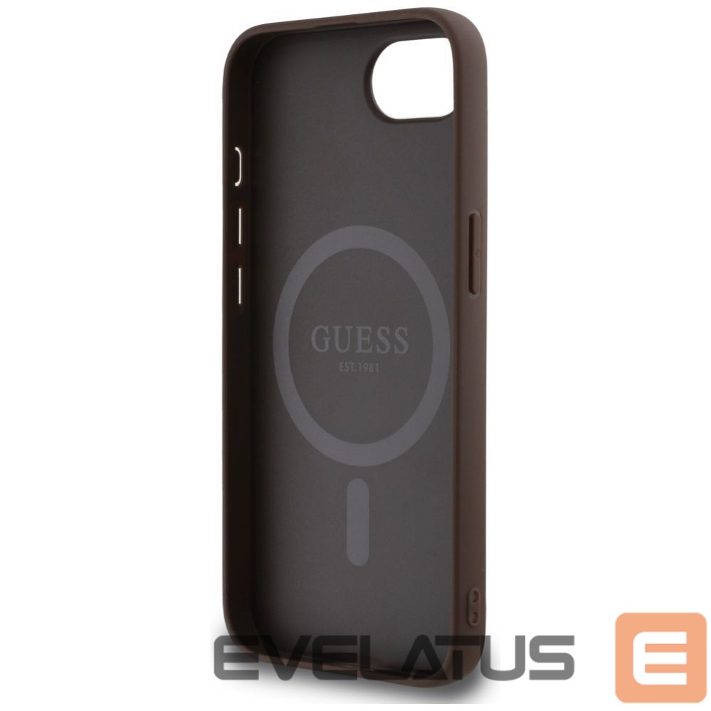 Citas preces Guess Guess 4G Ring Triangle Logo MagSafe iPhone 16e Case - Brown