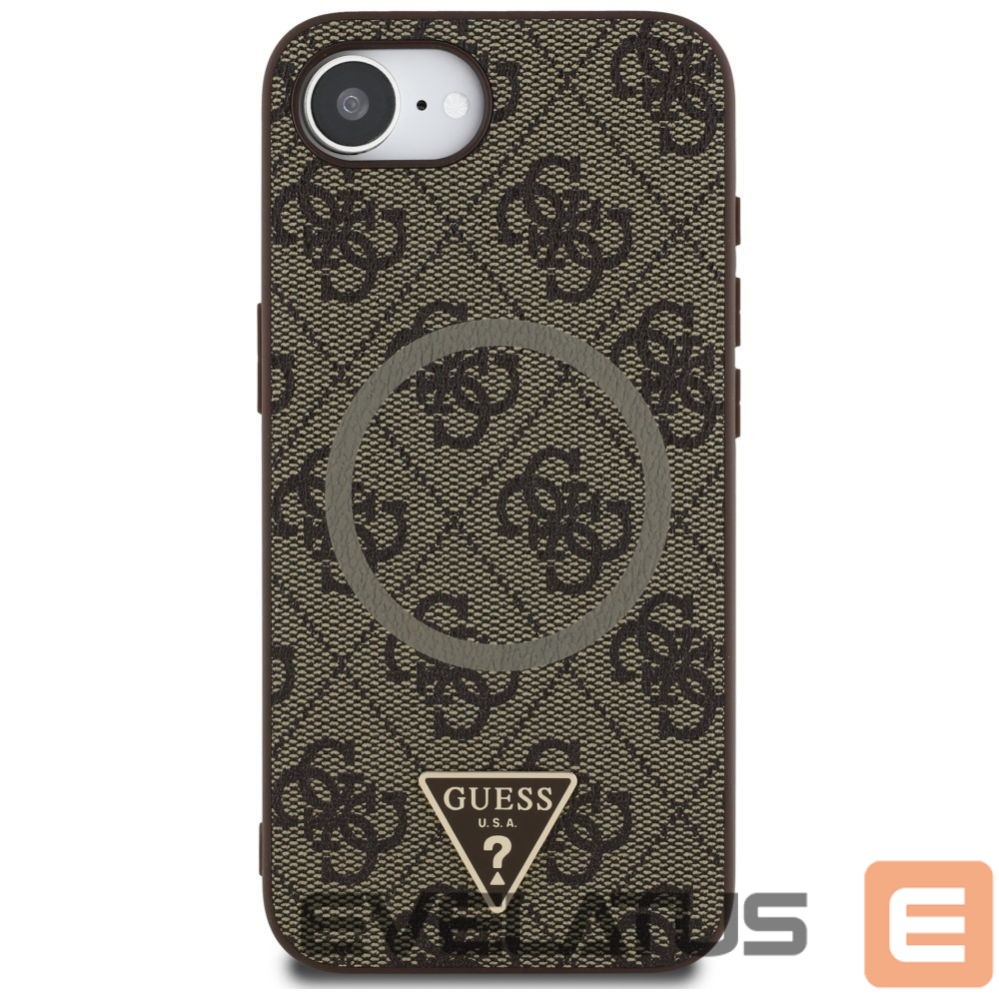 Citas preces Guess Guess 4G Ring Triangle Logo MagSafe iPhone 16e Case - Brown