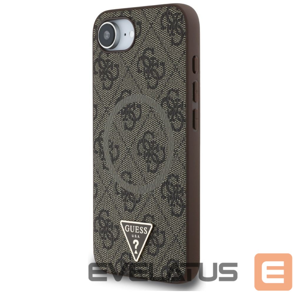 Citas preces Guess Guess 4G Ring Triangle Logo MagSafe iPhone 16e Case - Brown