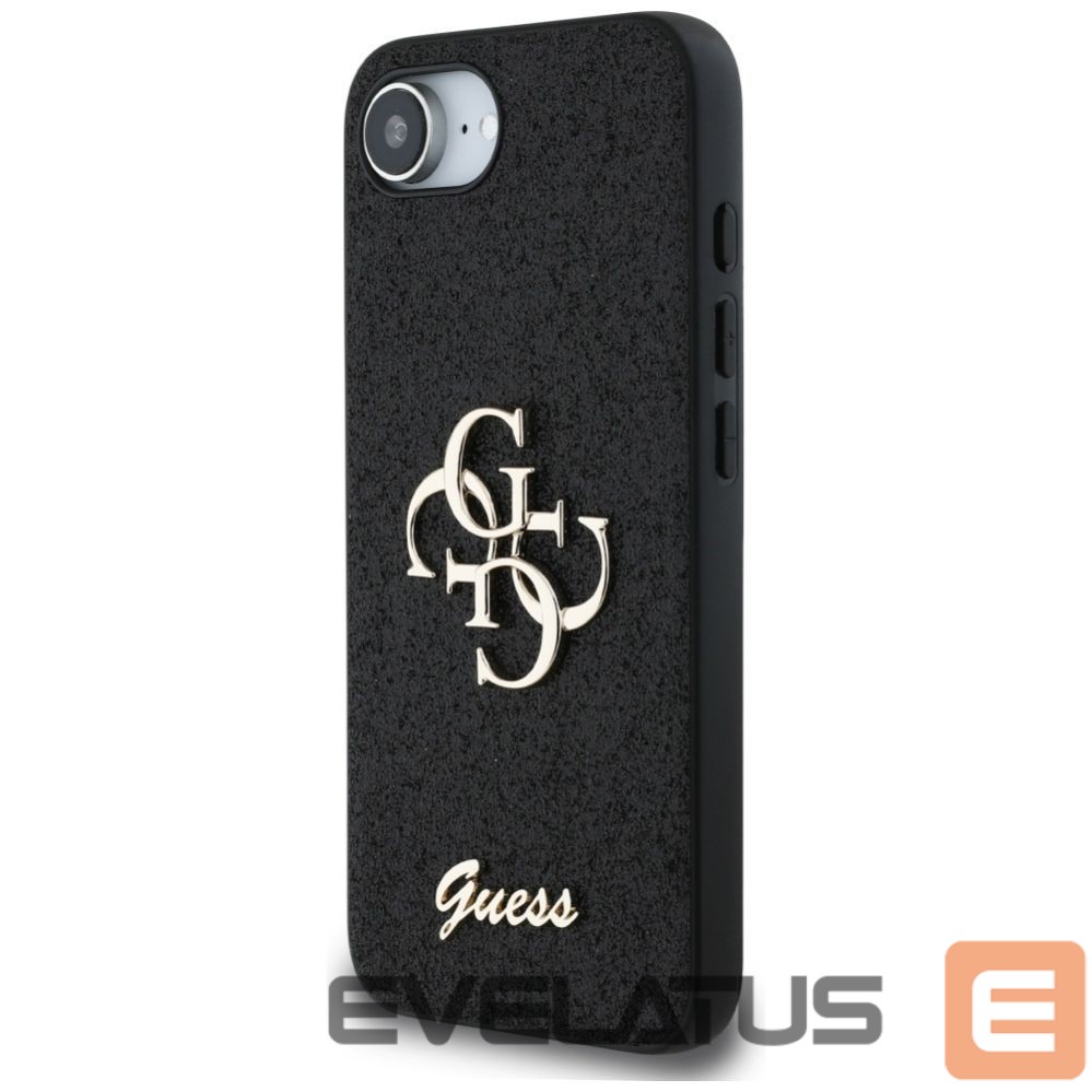 Citas preces Guess Guess Fixed Glitter Big 4G case for iPhone 16e - black