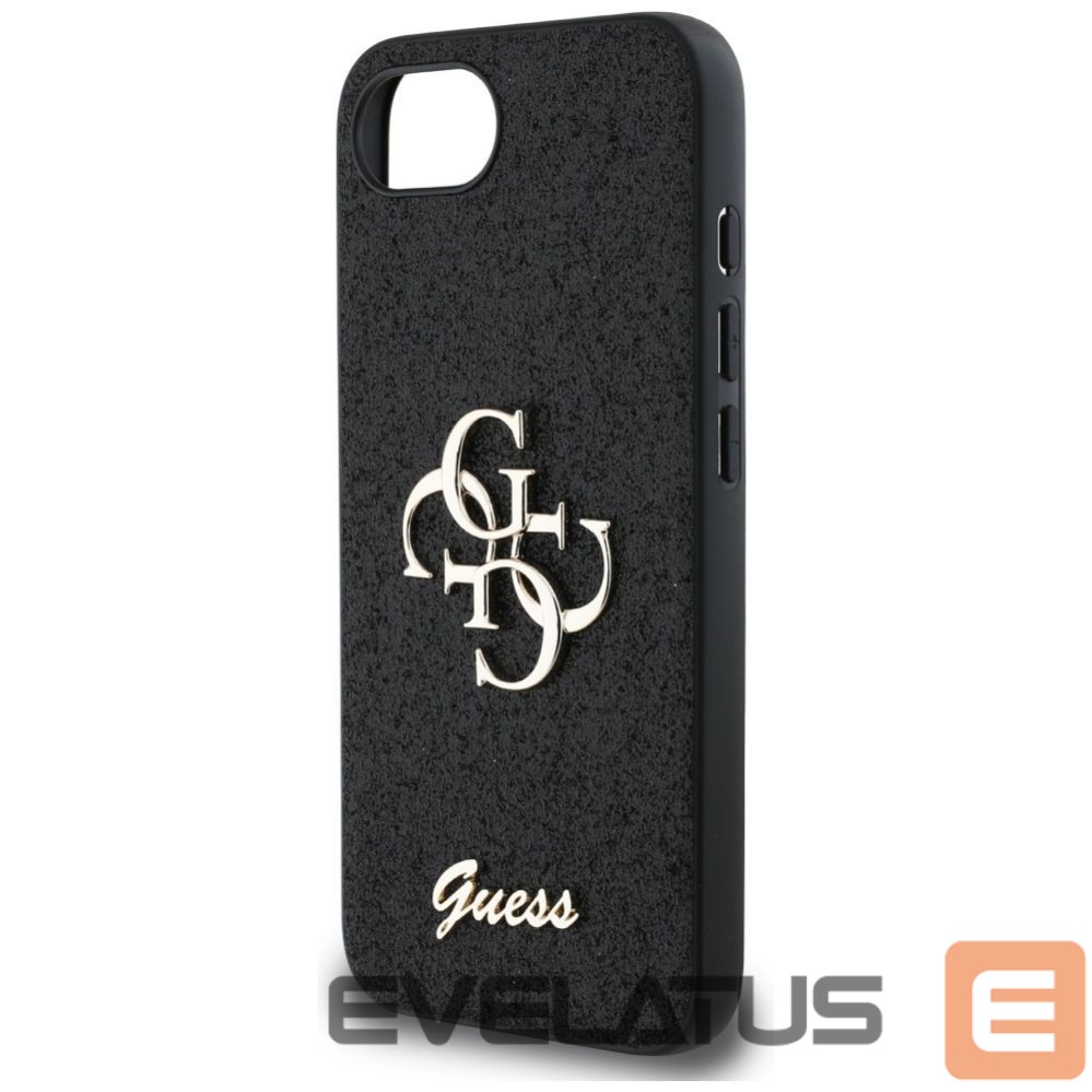 Citas preces Guess Guess Fixed Glitter Big 4G case for iPhone 16e - black