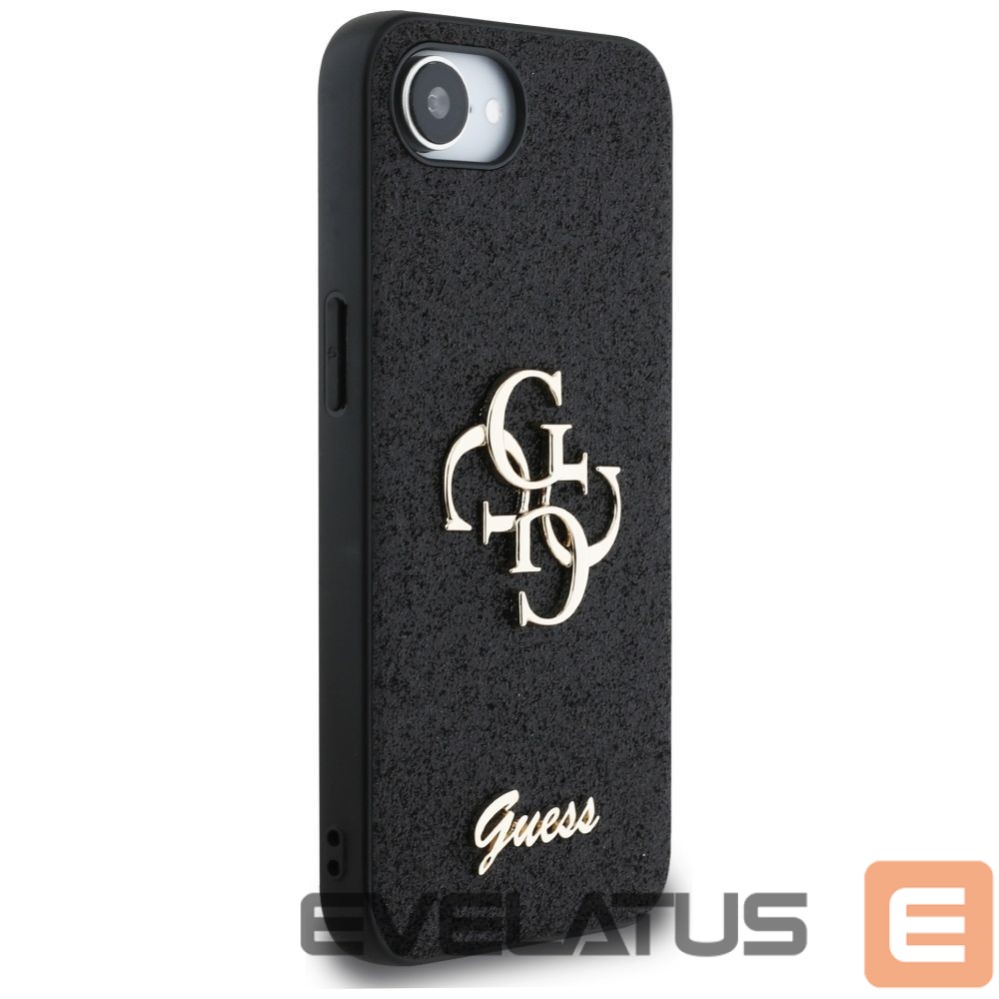 Citas preces Guess Guess Fixed Glitter Big 4G case for iPhone 16e - black