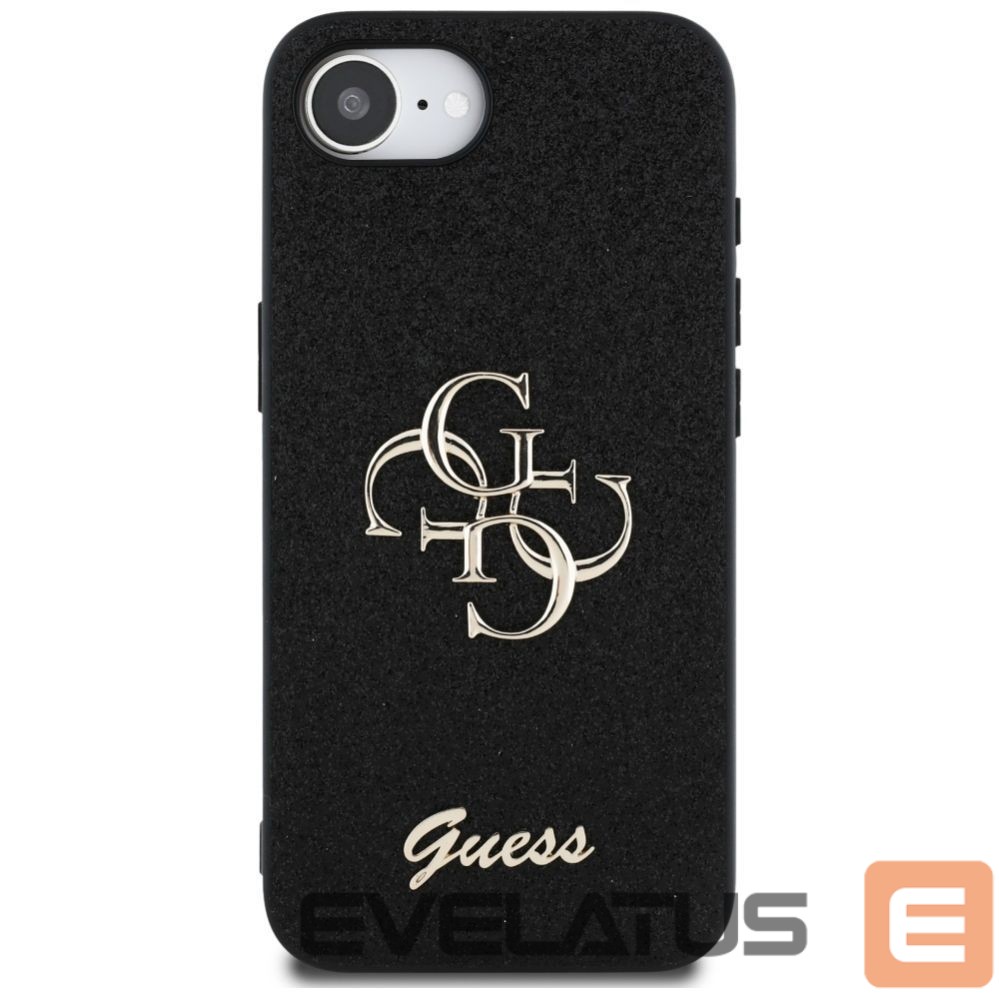 Citas preces Guess Guess Fixed Glitter Big 4G case for iPhone 16e - black