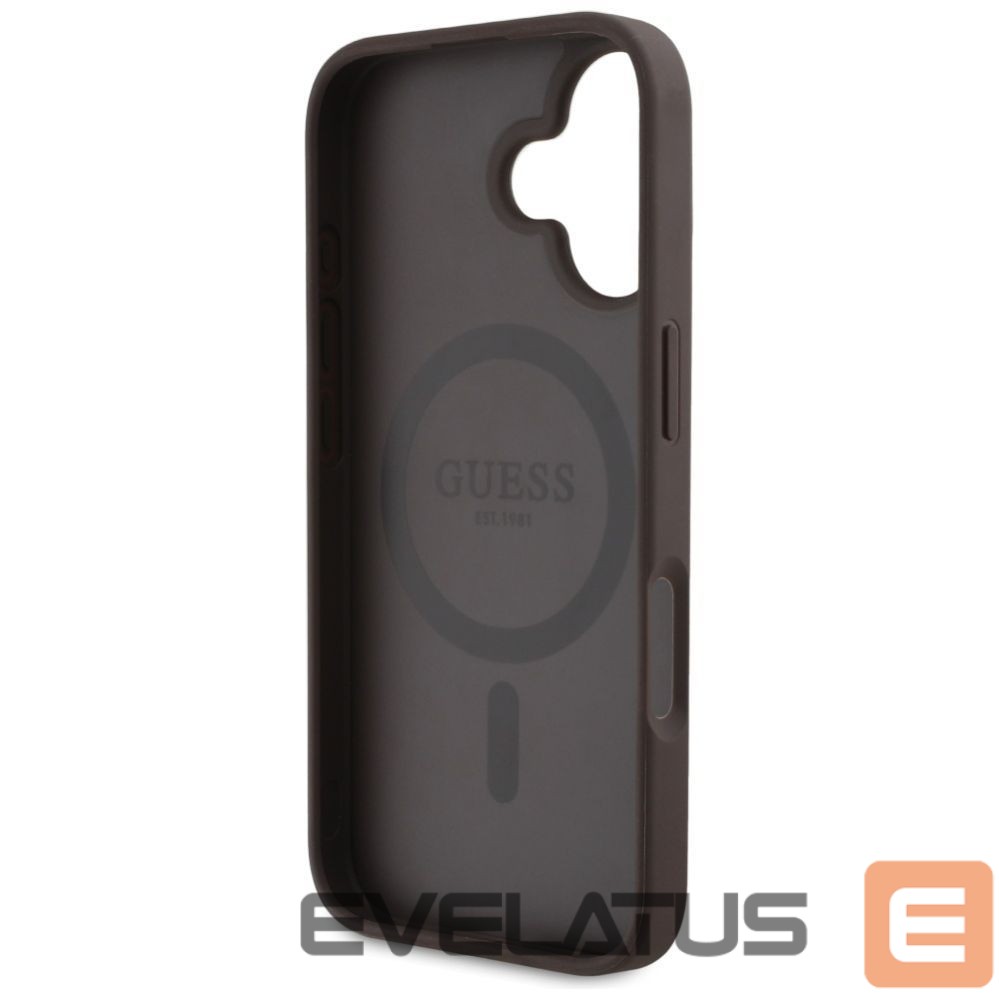 Citas preces Guess Guess 4G Circle Classic Logo MagSafe case for iPhone 16 - brown