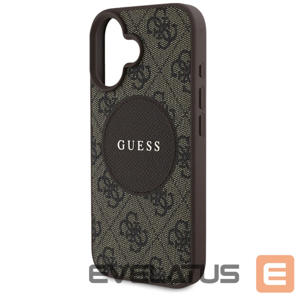 Citas preces Guess Guess 4G Circle Classic Logo MagSafe case for iPhone 16 - brown