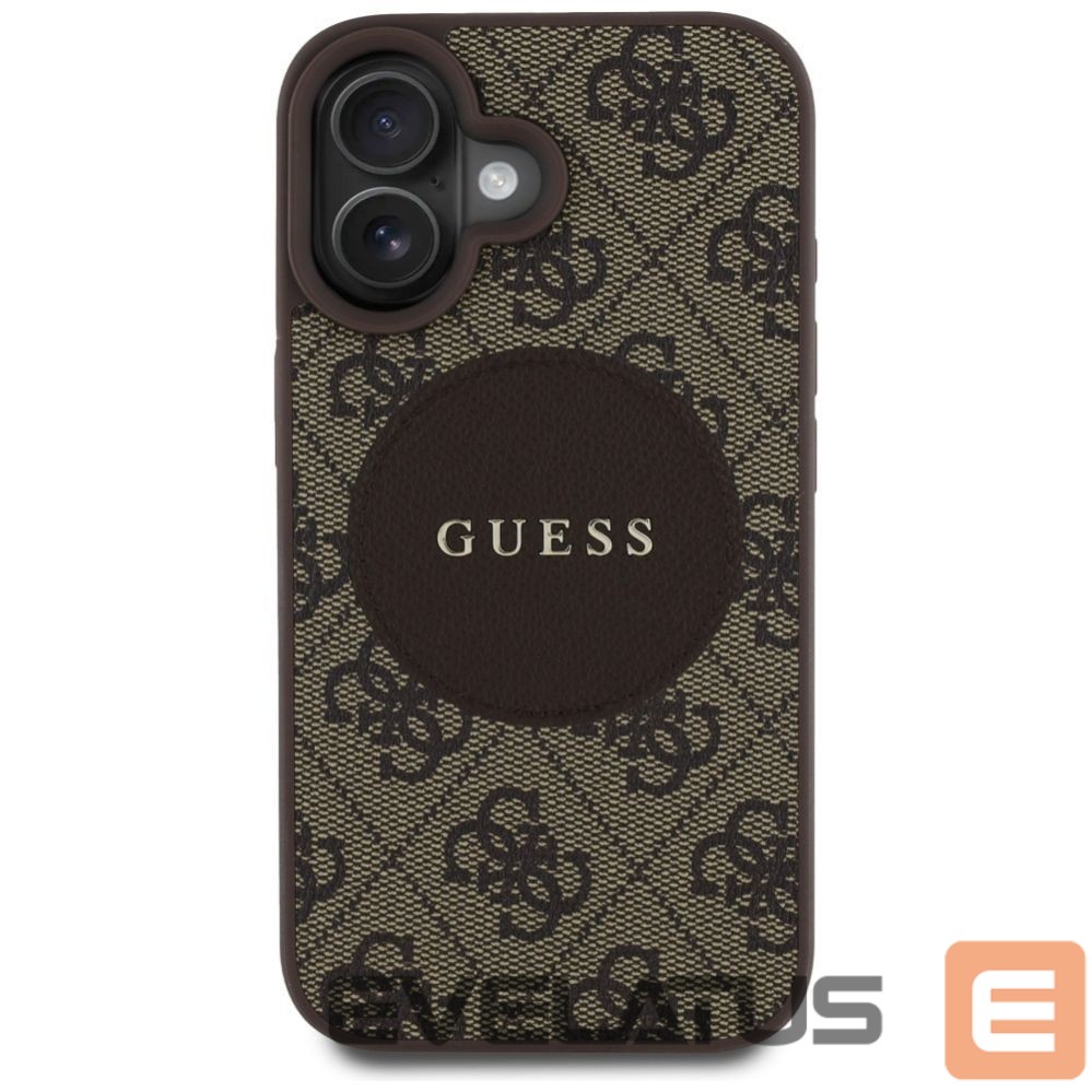 Citas preces Guess Guess 4G Circle Classic Logo MagSafe case for iPhone 16 - brown