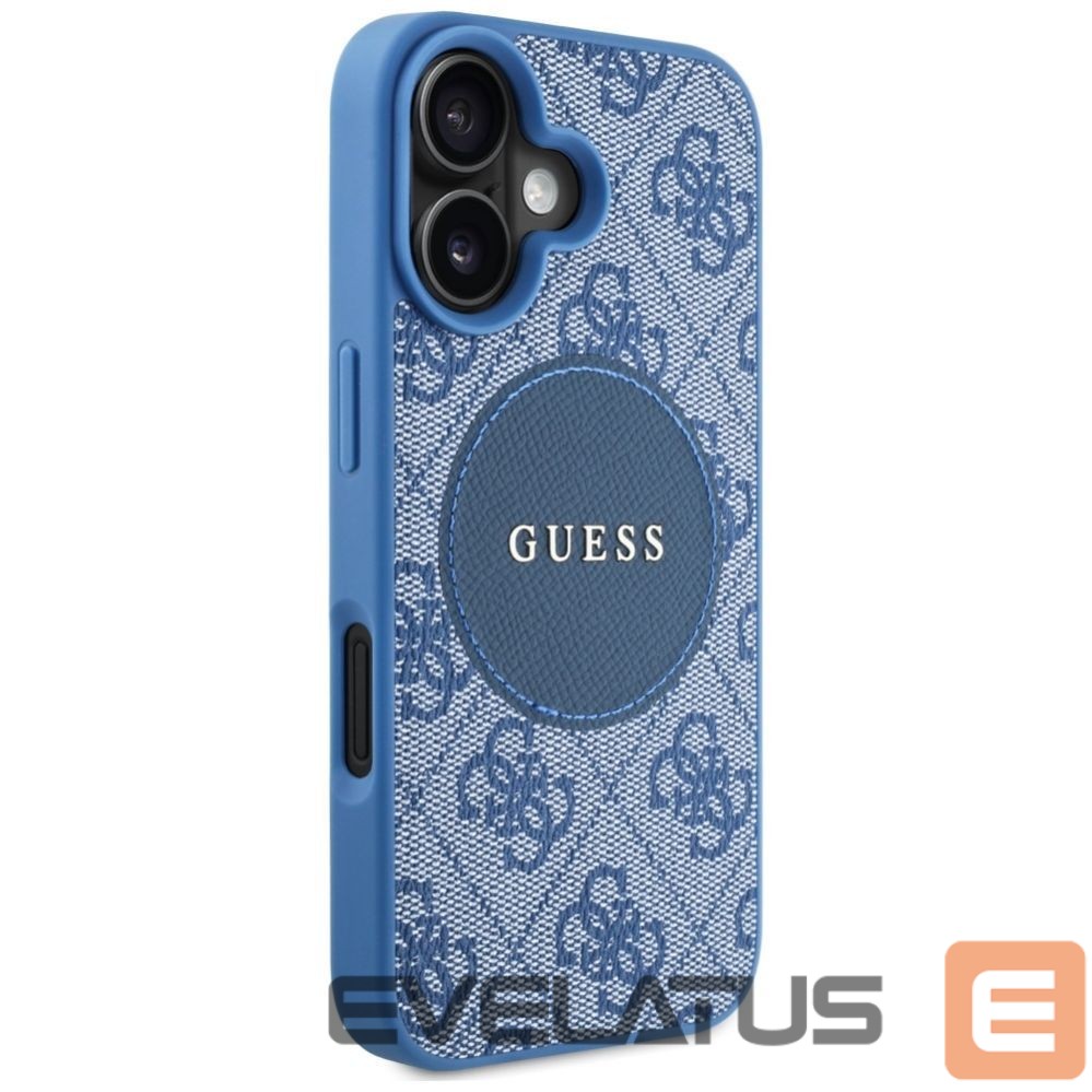Citas preces Guess Guess 4G Circle Classic Logo MagSafe case for iPhone 16 - blue