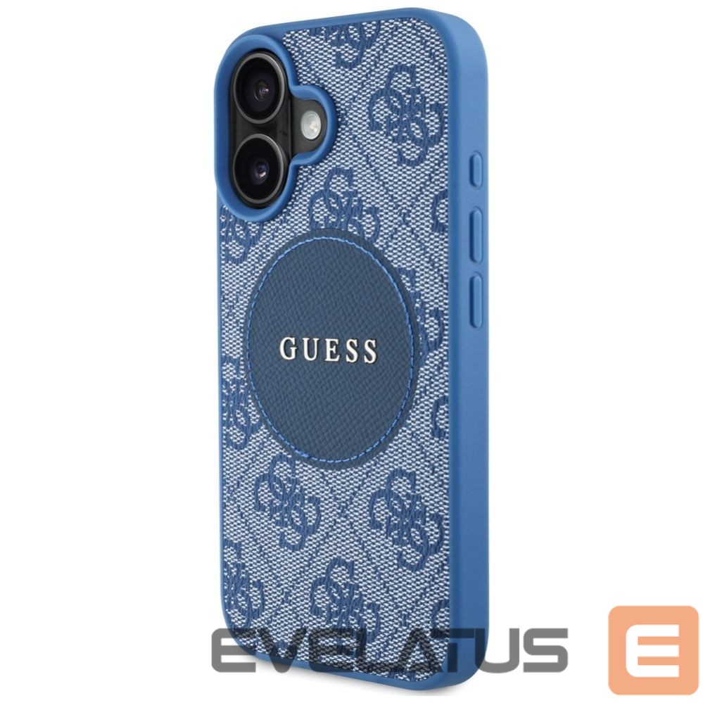 Citas preces Guess Guess 4G Circle Classic Logo MagSafe case for iPhone 16 - blue