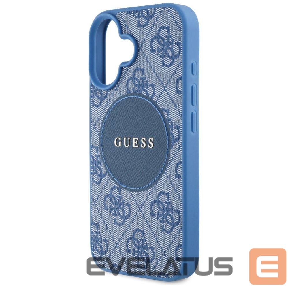 Citas preces Guess Guess 4G Circle Classic Logo MagSafe case for iPhone 16 - blue