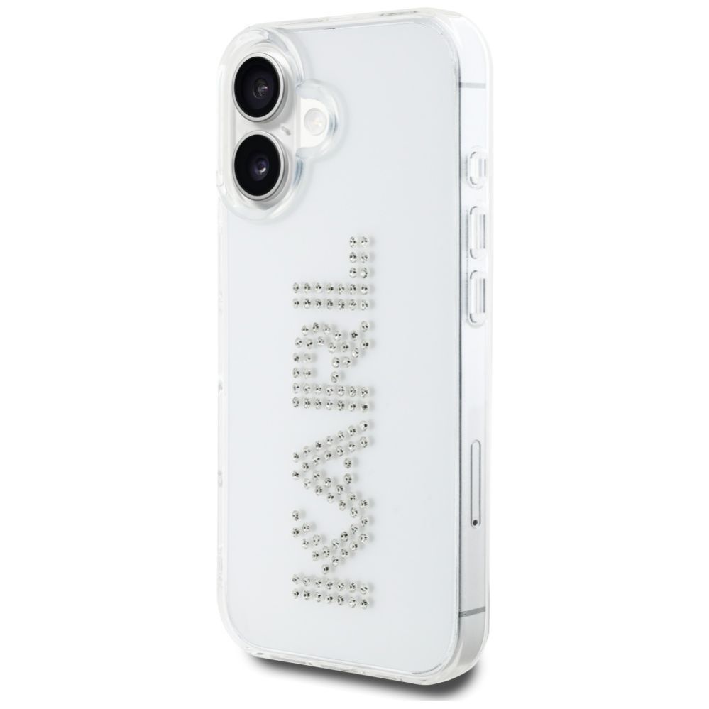 Citas preces Karl Lagerfeld Karl Lagerfeld IML Rhinestones Logo iPhone 16 Case - Transparent