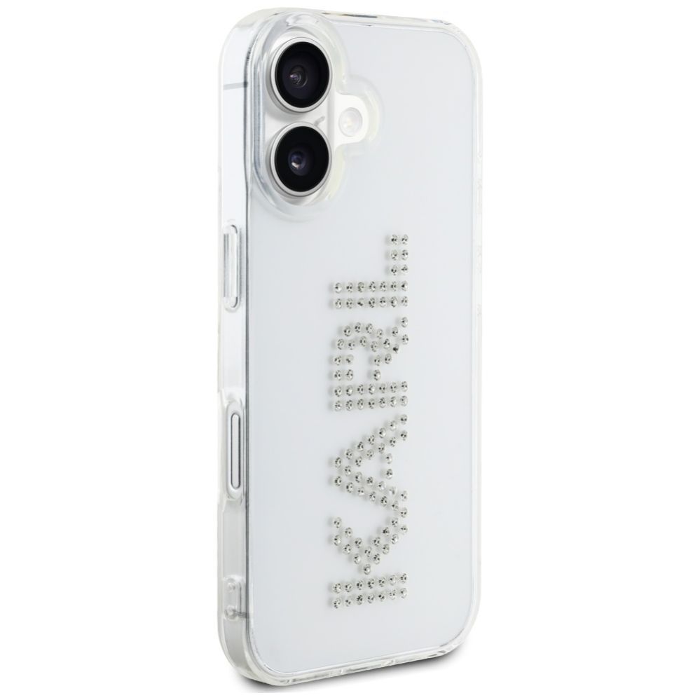 Citas preces Karl Lagerfeld Karl Lagerfeld IML Rhinestones Logo iPhone 16 Case - Transparent