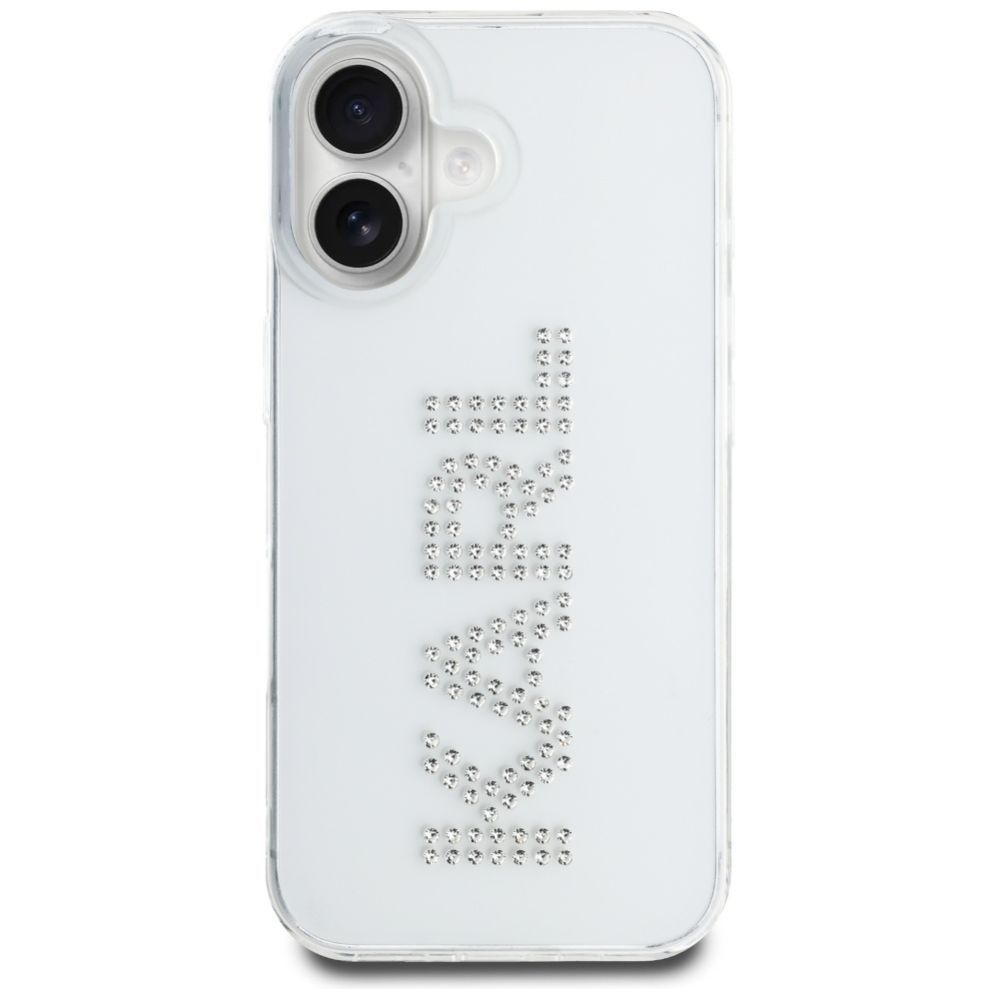 Citas preces Karl Lagerfeld Karl Lagerfeld IML Rhinestones Logo iPhone 16 Case - Transparent