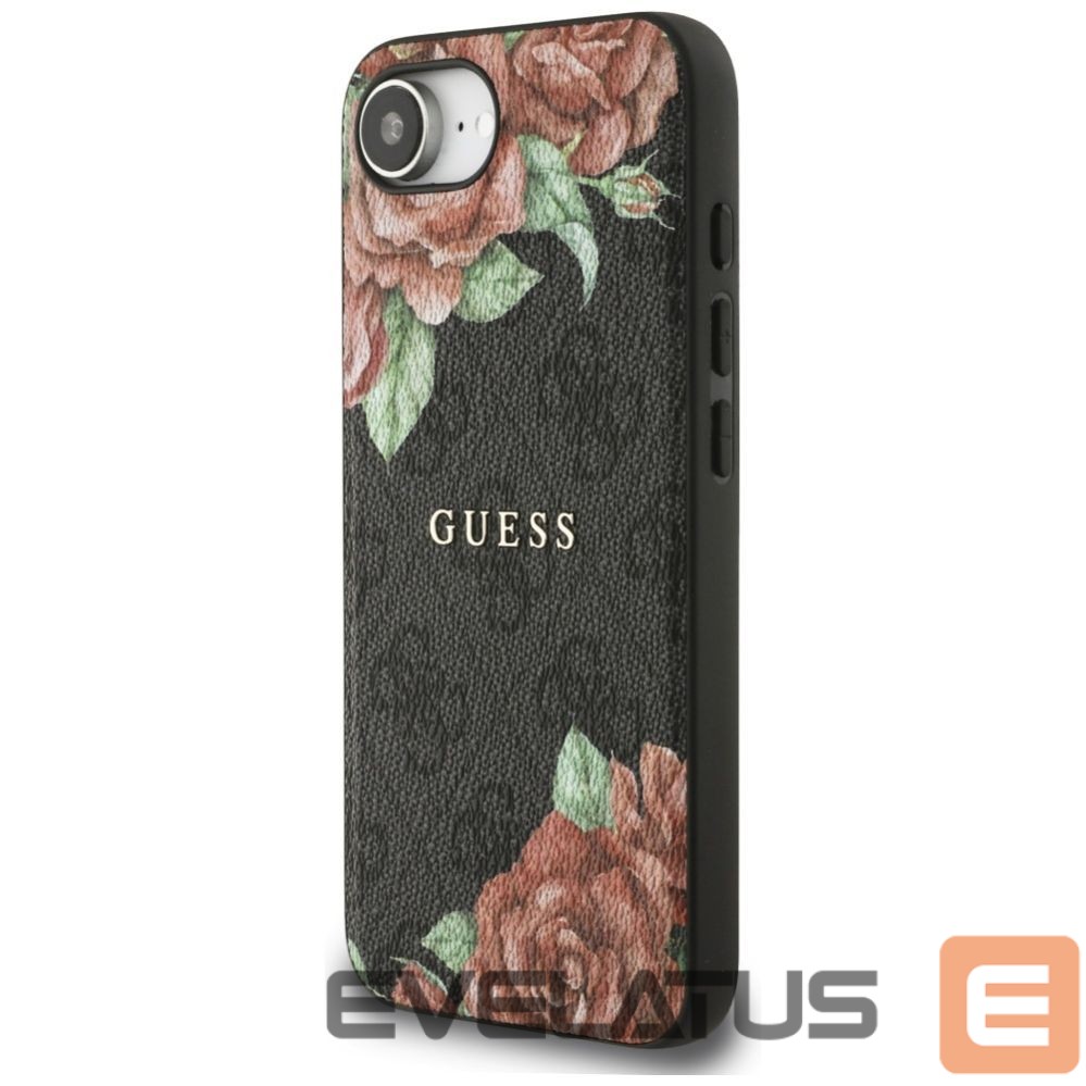 Citas preces Guess Guess 4G Flowers Print MagSafe case for iPhone 16e - black