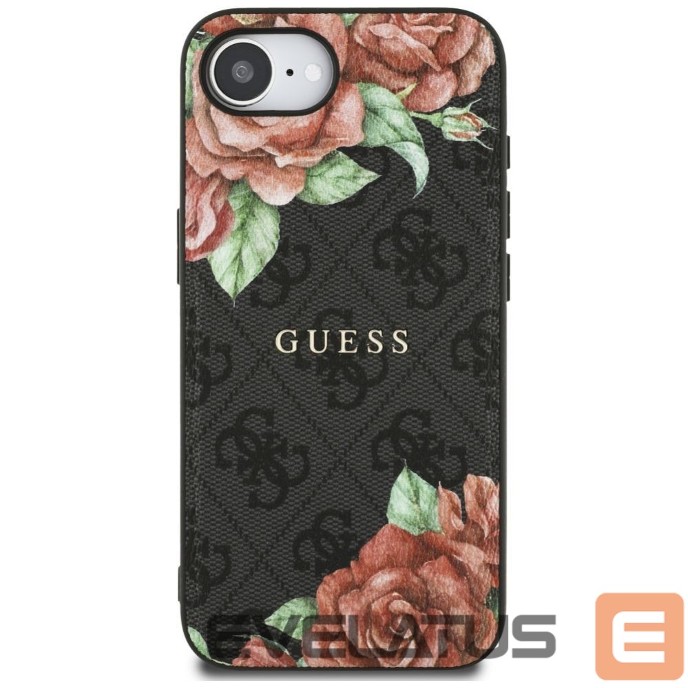 Citas preces Guess Guess 4G Flowers Print MagSafe case for iPhone 16e - black