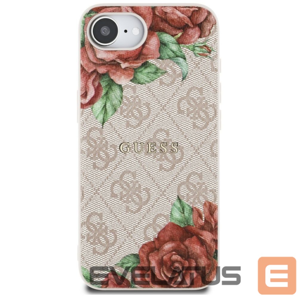 Citas preces Guess Guess 4G Flowers Print MagSafe iPhone 16e Case - Pink