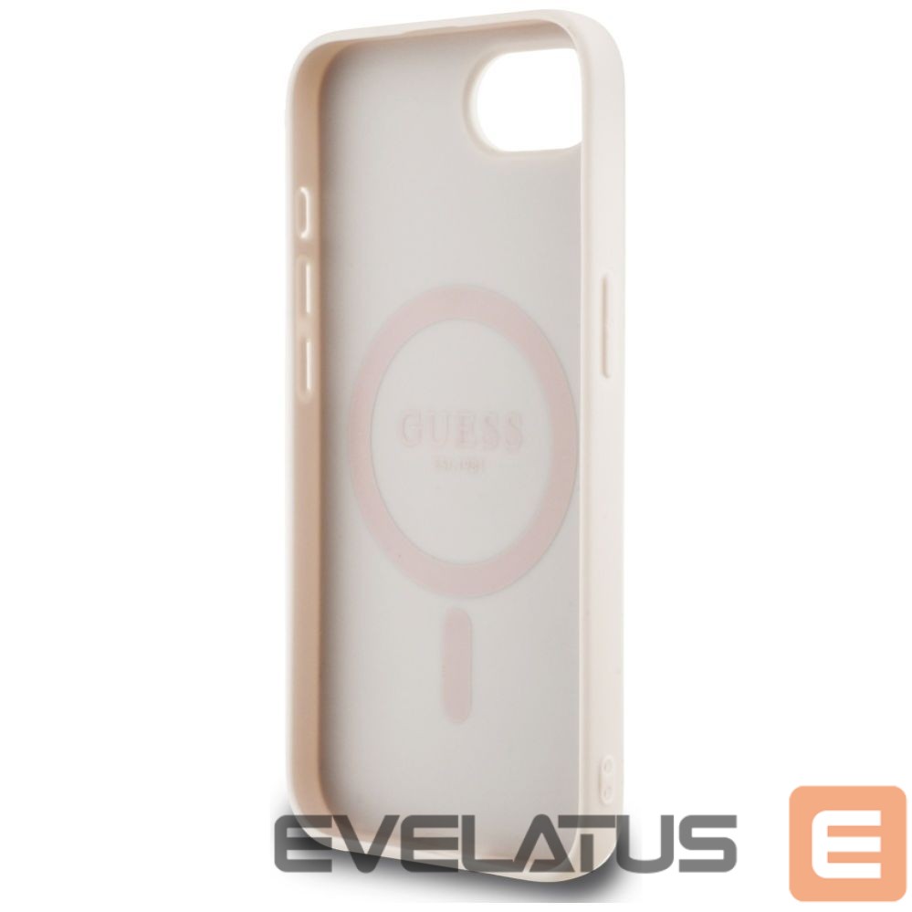 Citas preces Guess Guess 4G Flowers Print MagSafe iPhone 16e Case - Pink