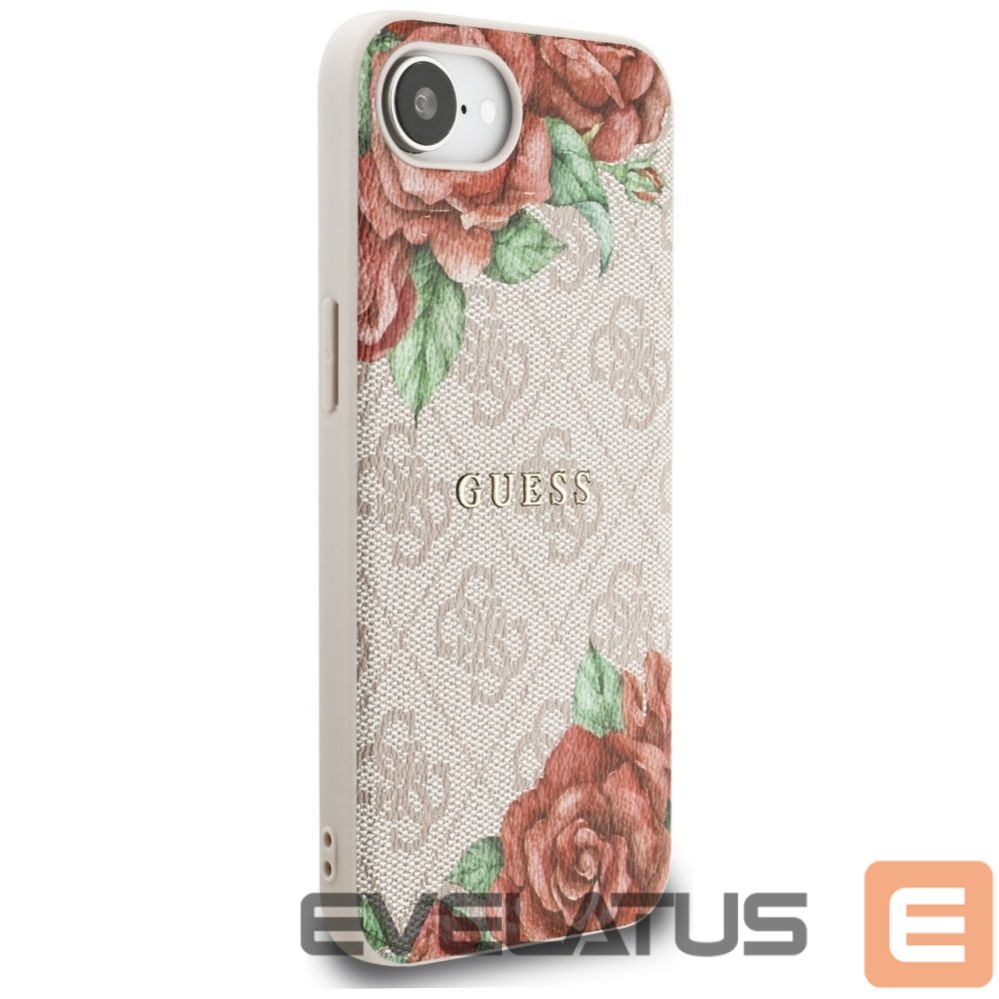 Citas preces Guess Guess 4G Flowers Print MagSafe iPhone 16e Case - Pink