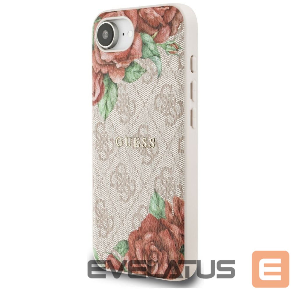 Citas preces Guess Guess 4G Flowers Print MagSafe iPhone 16e Case - Pink