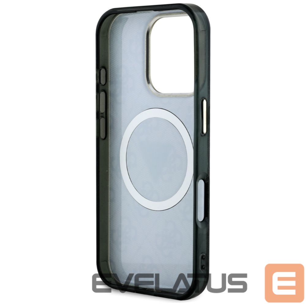 Citas preces Guess Guess IML Metal Glitter 4G Circle Triangle MagSafe Case for iPhone 16 Pro - Black