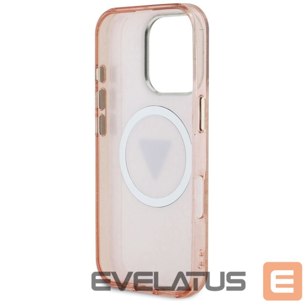 Citas preces Guess Guess IML Metal Glitter 4G Circle Triangle MagSafe Case for iPhone 16 Pro - Pink