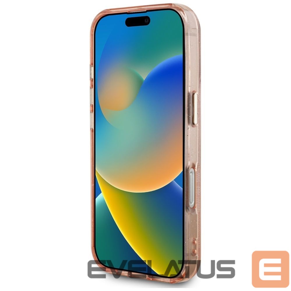 Citas preces Guess Guess IML Metal Glitter 4G Circle Triangle MagSafe Case for iPhone 16 Pro - Pink