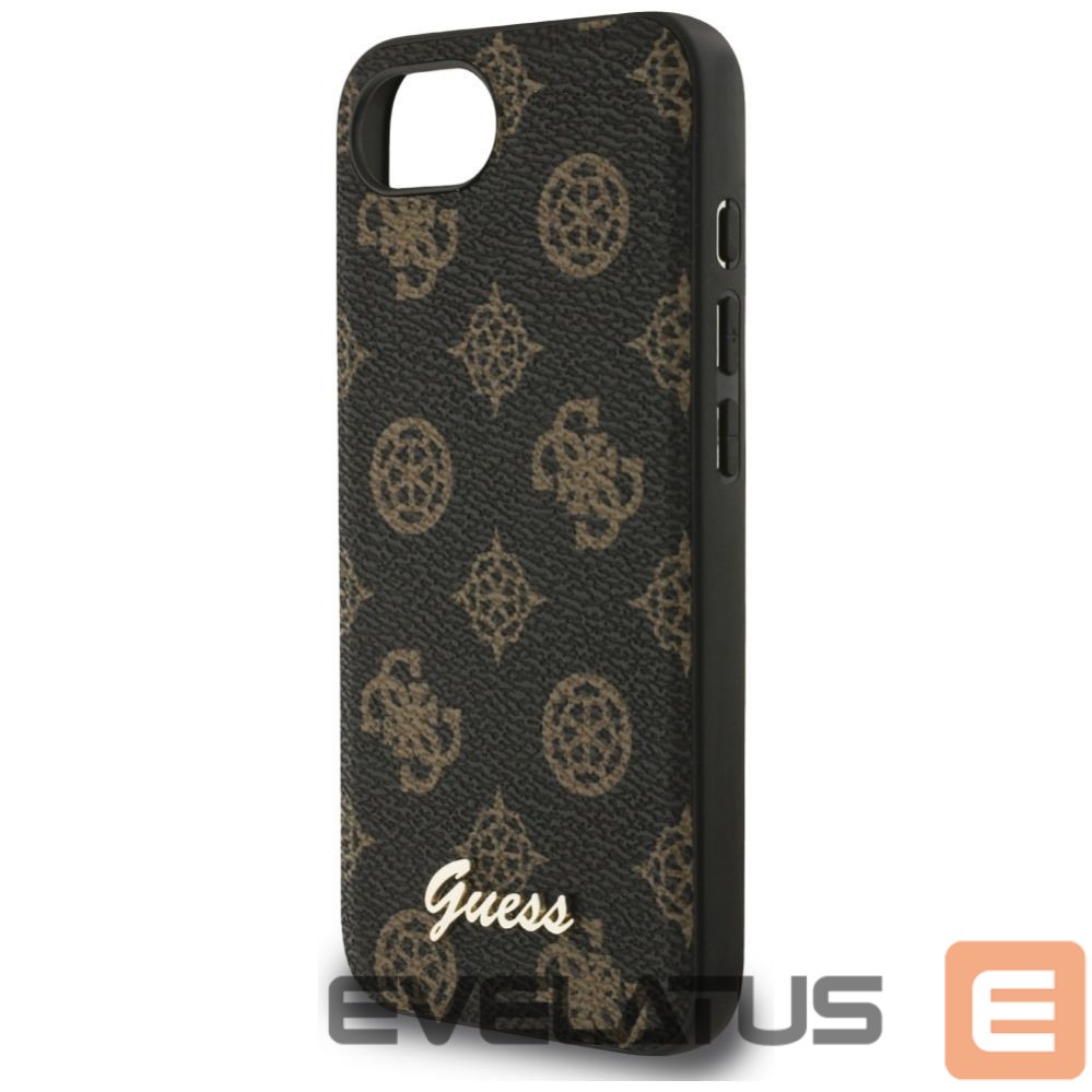 Citas preces Guess Guess Peony Script Logo MagSafe iPhone 16e Case Black