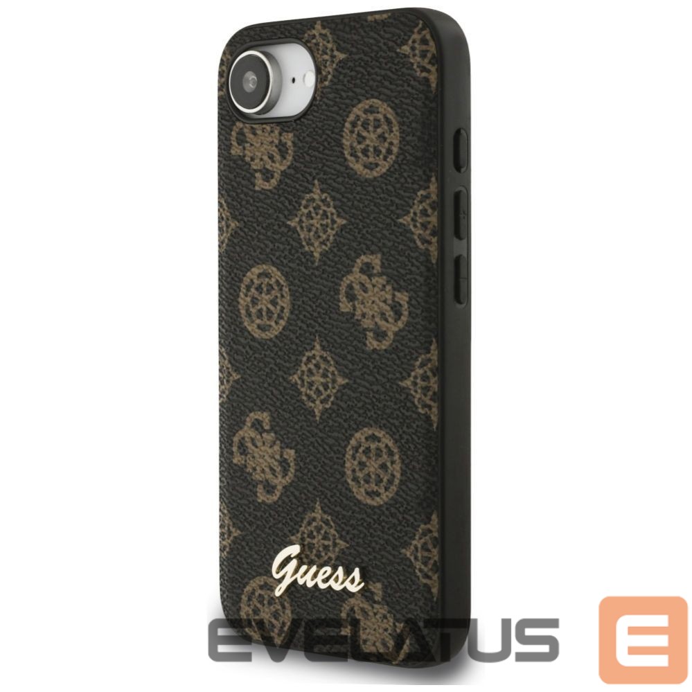 Citas preces Guess Guess Peony Script Logo MagSafe iPhone 16e Case Black