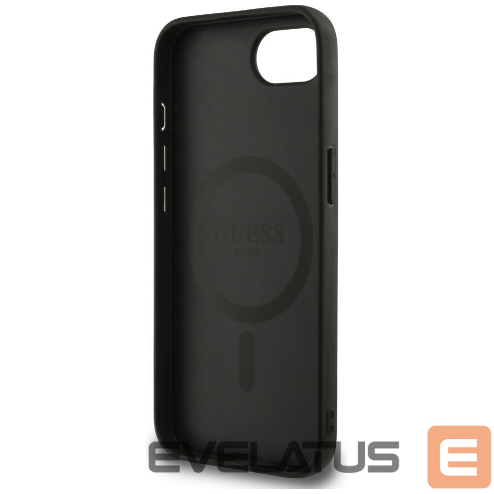 Citas preces Guess Guess Peony Script Logo MagSafe iPhone 16e Case Black