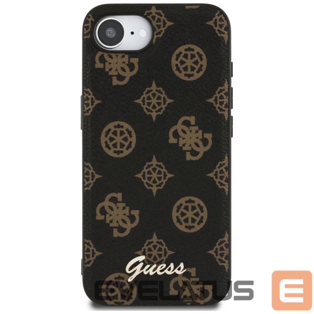 Citas preces Guess Guess Peony Script Logo MagSafe iPhone 16e Case Black