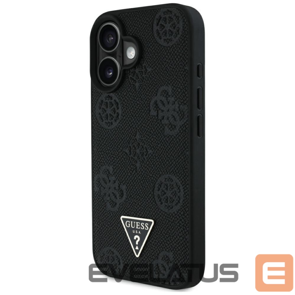 Citas preces Guess Guess Grained Hot Stamp Peony Triangle Logo MagSafe Case for iPhone 16 - Black