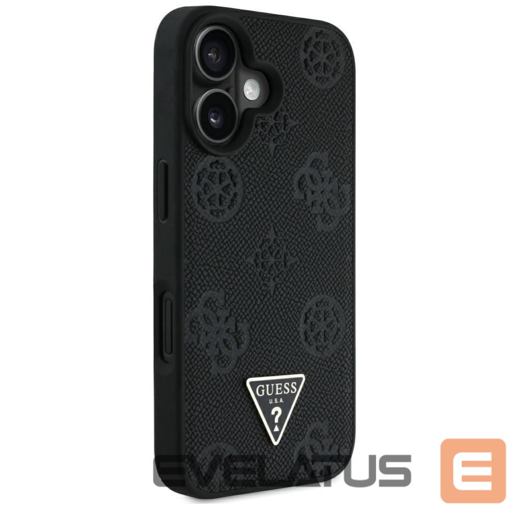 Citas preces Guess Guess Grained Hot Stamp Peony Triangle Logo MagSafe Case for iPhone 16 - Black