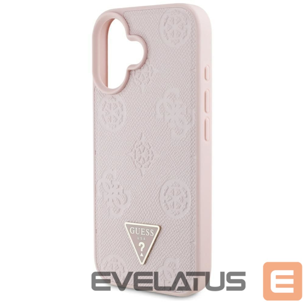 Citas preces Guess Guess Grained Hot Stamp Peony Triangle Logo MagSafe iPhone 16 Case - Pink
