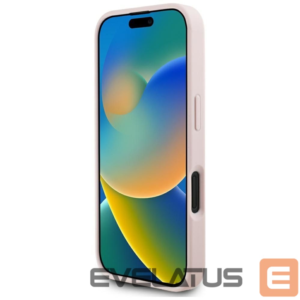 Citas preces Guess Guess Grained Hot Stamp Peony Triangle Logo MagSafe iPhone 16 Case - Pink