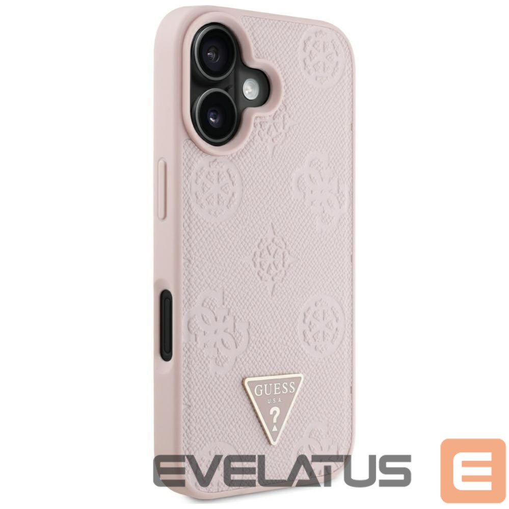 Citas preces Guess Guess Grained Hot Stamp Peony Triangle Logo MagSafe iPhone 16 Case - Pink