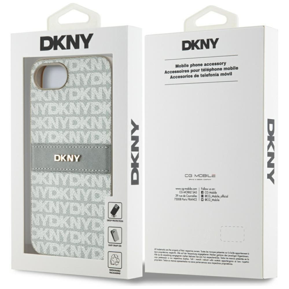 Citas preces DKNY DKNY Repeat Texture Pattern with Tonal Stripe iPhone 16e Case - Beige
