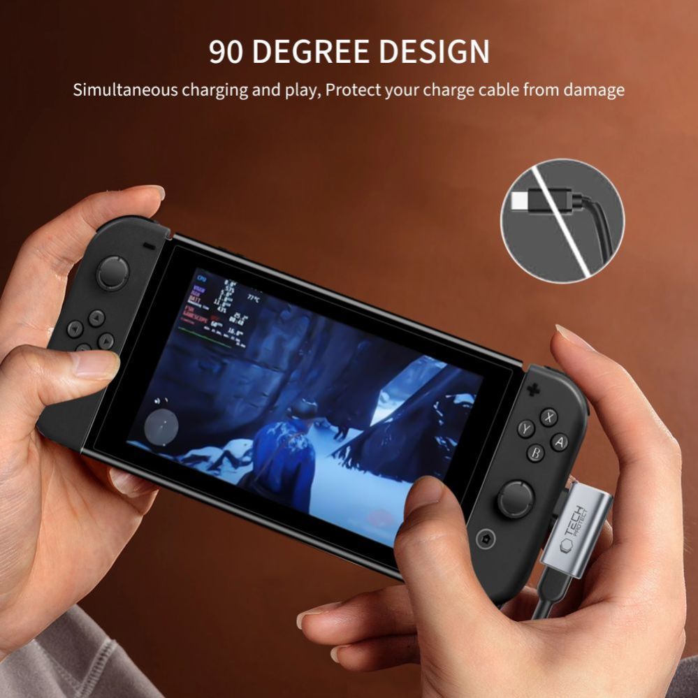 Citas preces Tech-Protect Tech-Protect Ultraboost AA01 USB-C Angled Adapter - Gray