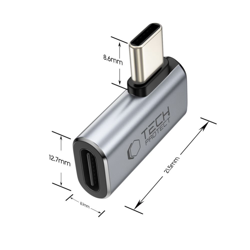 Citas preces Tech-Protect Tech-Protect Ultraboost AA01 USB-C Angled Adapter - Gray