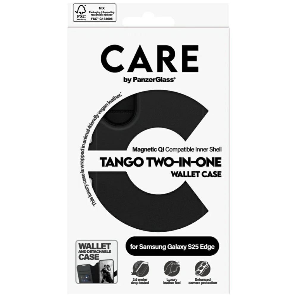 Muud kaubad Panzer Glass CARE by PanzerGlass Feature Tango 2in1 Wallet Qi Case for Samsung Galaxy S25 Edge - Black