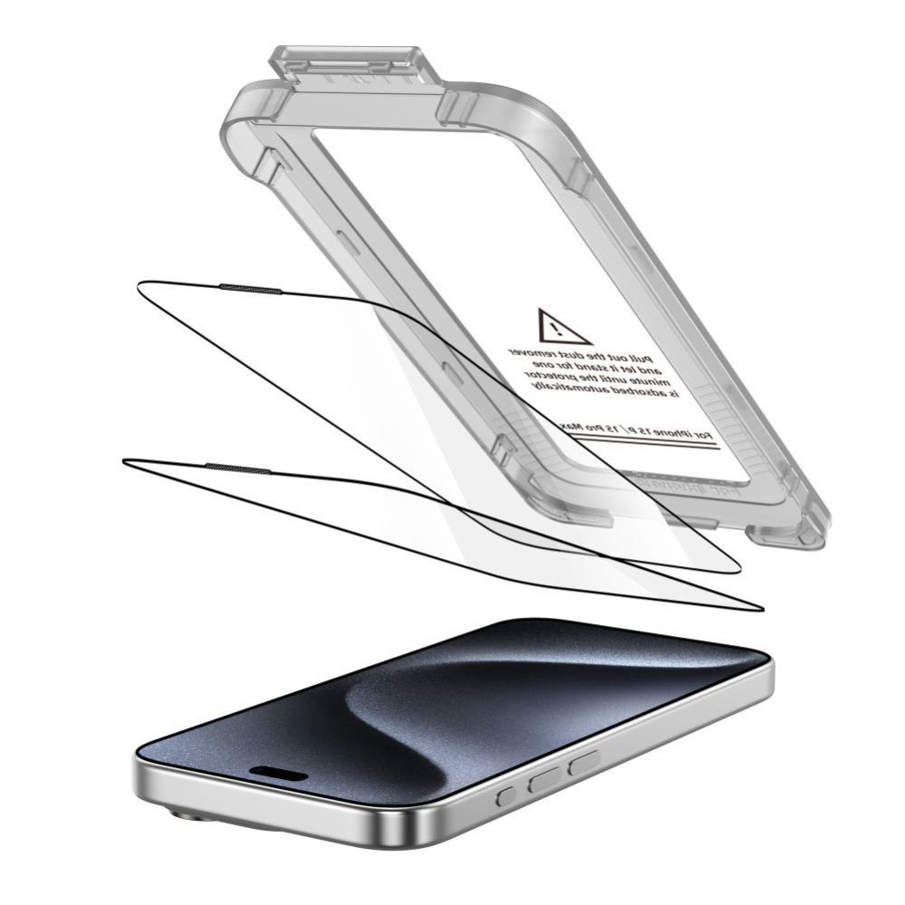 Citas preces Tech-Protect Tech-Protect Quick Set+ 2-pack tempered glass for iPhone 15 Pro - black