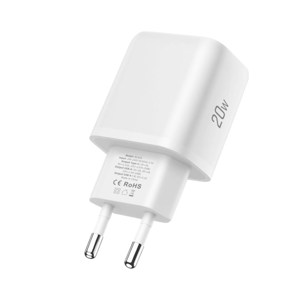 Muud kaubad Tech-Protect Tech-Protect NCA20 PD 20W QC3.0 USB-A / USB-C Wall Charger + USB-C / Lightning Cable 100cm - White