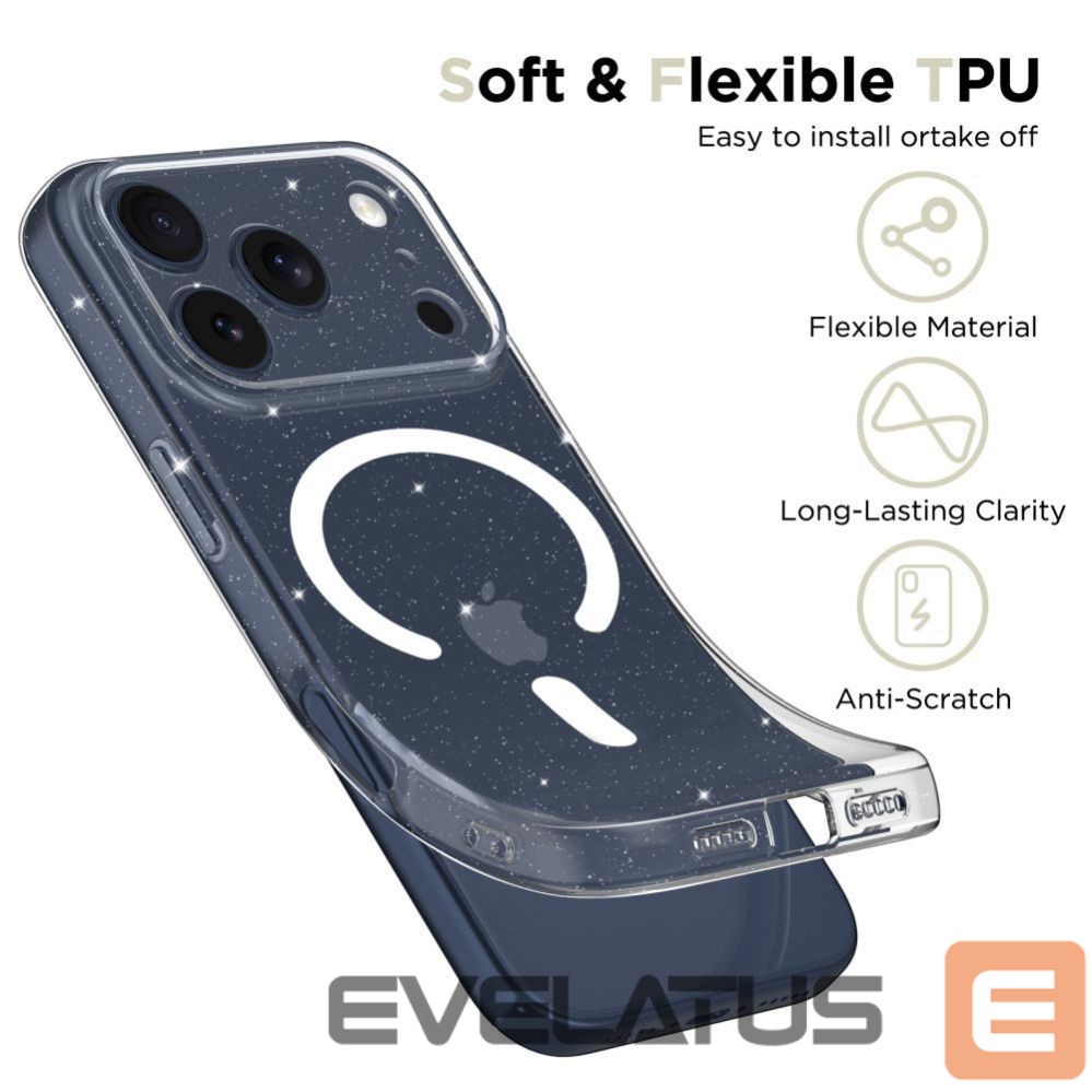 Citas preces Tech-Protect Tech-Protect FlexAir MagSafe Case for iPhone 17 Pro - Clear Glitter