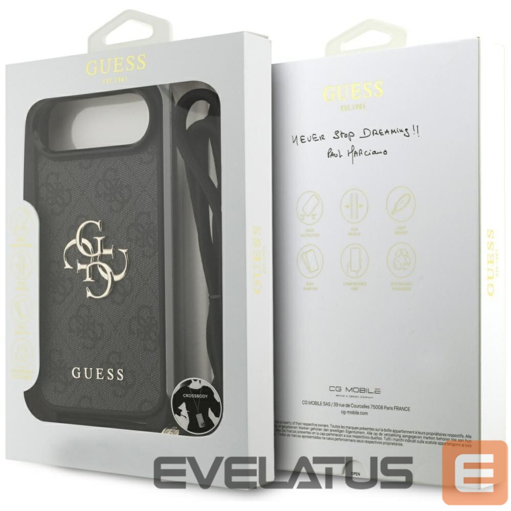 Citas preces Guess Guess 4G Big Logo Cord Stap Crossbody Case for iPhone Air - Black