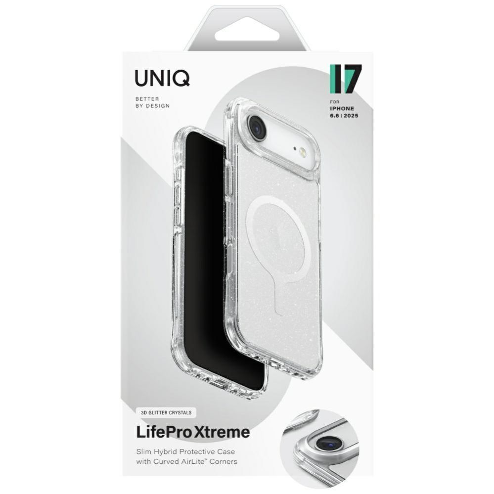 Citas preces UNIQ Uniq LifePro Xtreme Magclick Charging Case for iPhone 17 Air - Transparent-Glitter