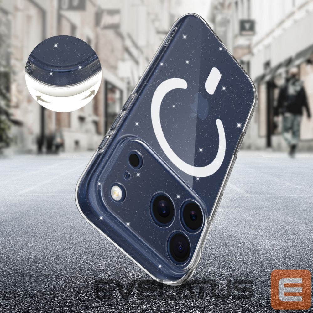 Citas preces Tech-Protect Tech-Protect FlexAir MagSafe Case for iPhone 17 Pro Max - Clear Glitter