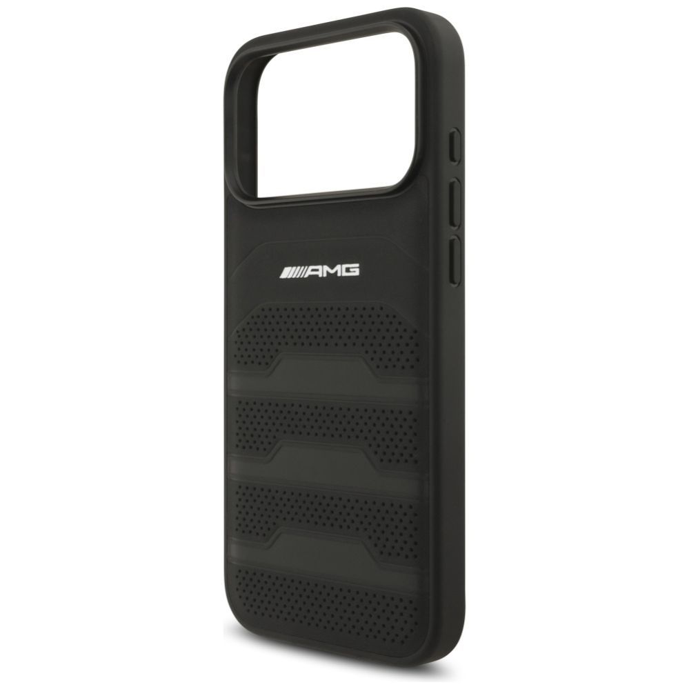 Citas preces Mercedes-Benz AMG Leather Debossed Lines Logo Case for iPhone 17 Pro Max - Black